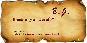 Bamberger Jenő névjegykártya